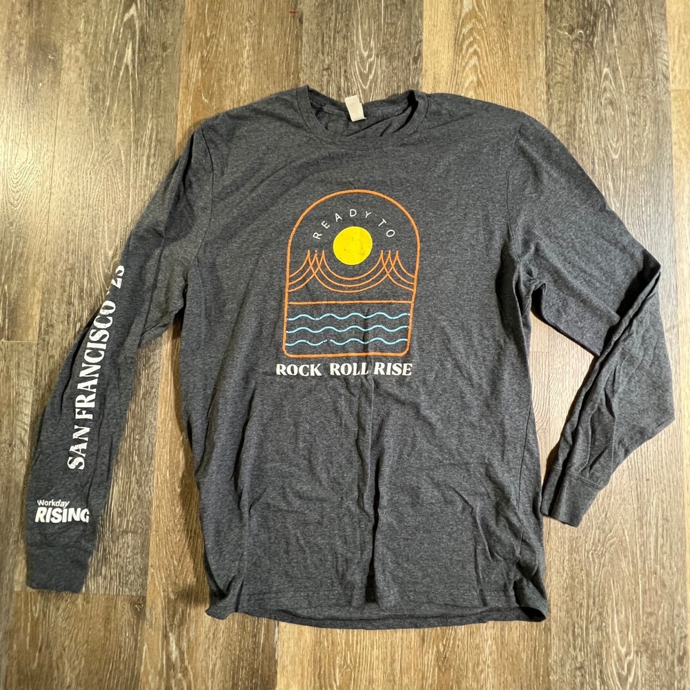 Allmade Long Sleeve Tee Mens L Gray Workday Rising 2023 San Francisco Graphic